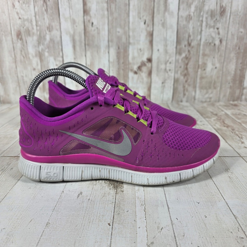Nike Free Run 3 Womens 7.5 Purple Silver Lime Running Shoes 510643-500